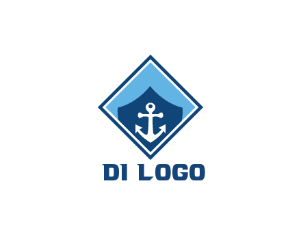 ship anchor in shield in polygon