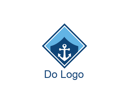 ship anchor in shield in polygon