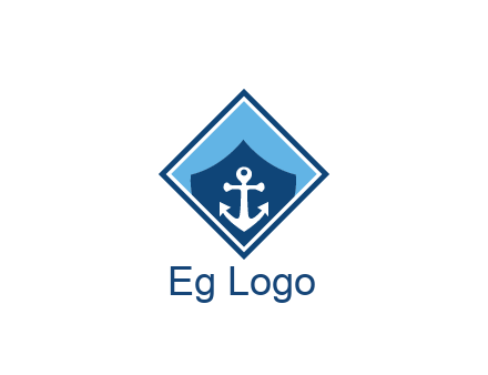 ship anchor in shield in polygon