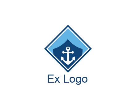 ship anchor in shield in polygon
