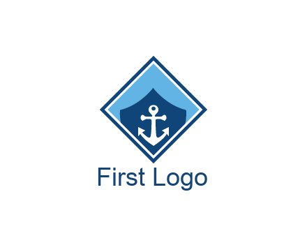 ship anchor in shield in polygon