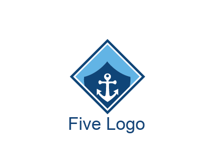 ship anchor in shield in polygon