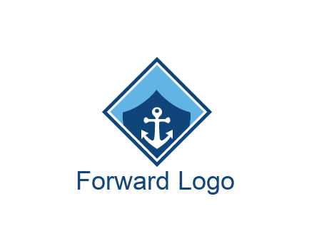 ship anchor in shield in polygon