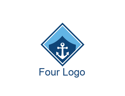 ship anchor in shield in polygon