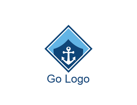 ship anchor in shield in polygon