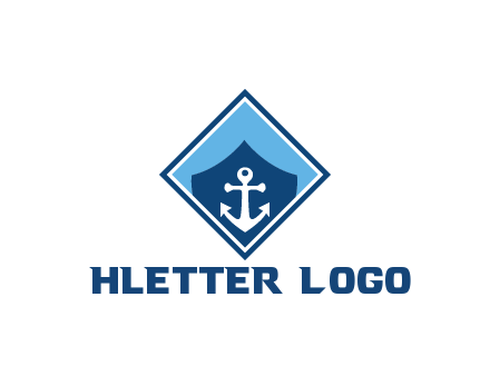 ship anchor in shield in polygon