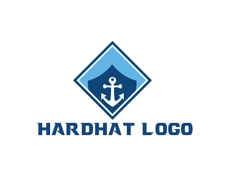 ship anchor in shield in polygon