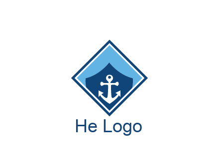 ship anchor in shield in polygon