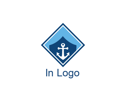 ship anchor in shield in polygon