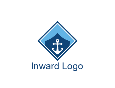 ship anchor in shield in polygon