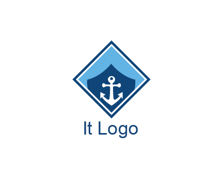 ship anchor in shield in polygon