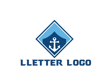 ship anchor in shield in polygon
