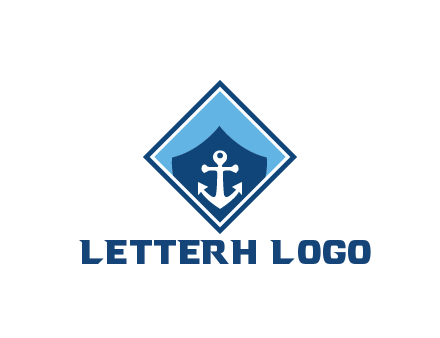 ship anchor in shield in polygon