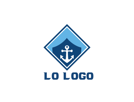 ship anchor in shield in polygon