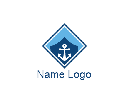 ship anchor in shield in polygon