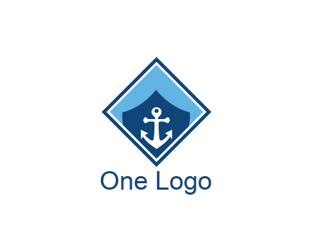 ship anchor in shield in polygon