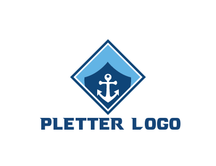 ship anchor in shield in polygon