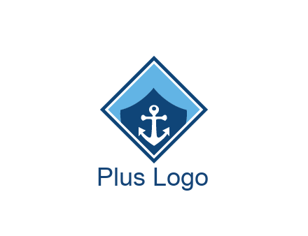 ship anchor in shield in polygon