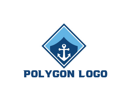 ship anchor in shield in polygon