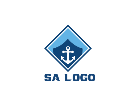 ship anchor in shield in polygon
