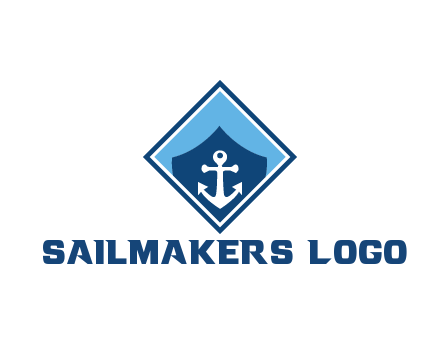 ship anchor in shield in polygon