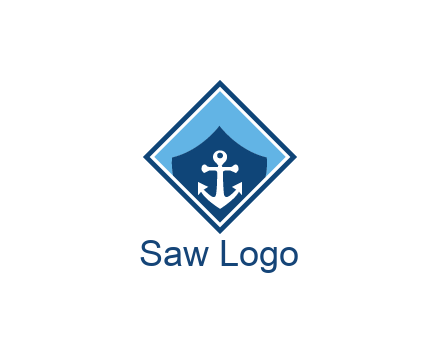 ship anchor in shield in polygon