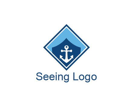 ship anchor in shield in polygon