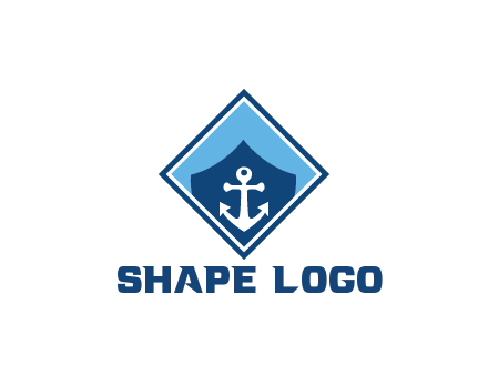 ship anchor in shield in polygon