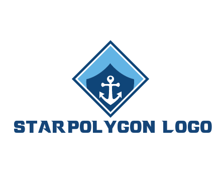 ship anchor in shield in polygon