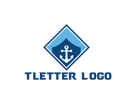 ship anchor in shield in polygon