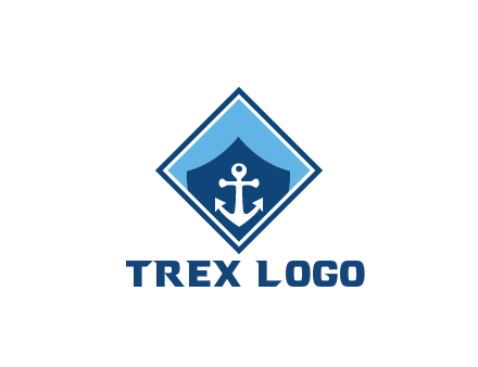 ship anchor in shield in polygon
