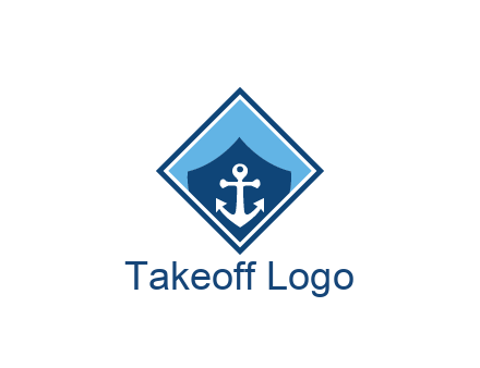 ship anchor in shield in polygon