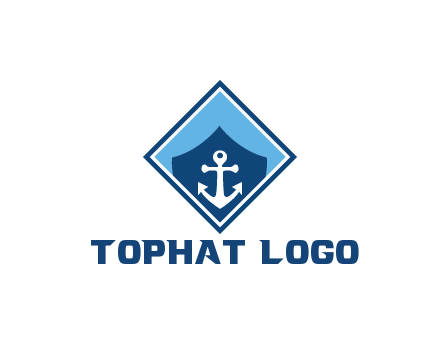 ship anchor in shield in polygon