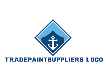 ship anchor in shield in polygon