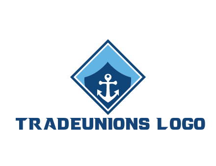 ship anchor in shield in polygon
