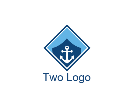 ship anchor in shield in polygon