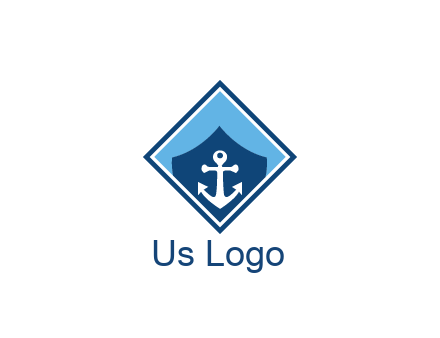 ship anchor in shield in polygon