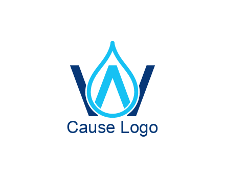 line art water droplet forming letter W