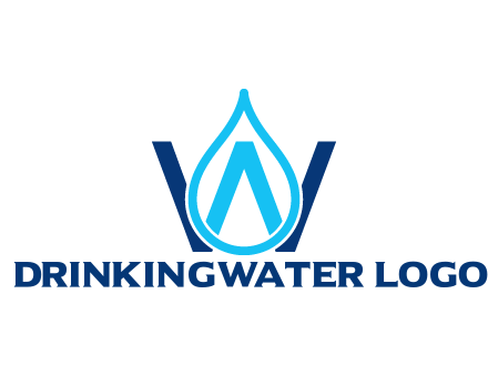 line art water droplet forming letter W