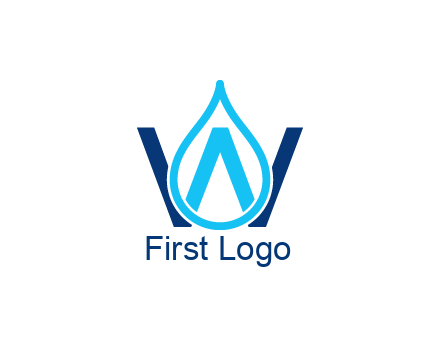 line art water droplet forming letter W