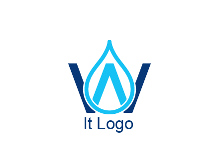 line art water droplet forming letter W
