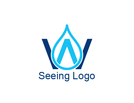 line art water droplet forming letter W