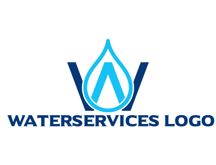 line art water droplet forming letter W