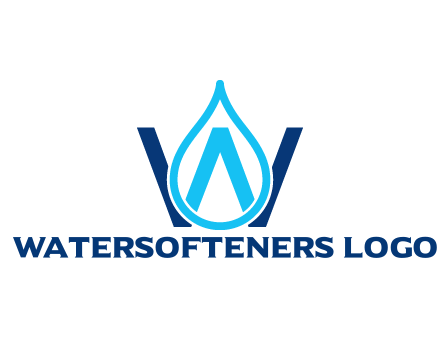 line art water droplet forming letter W