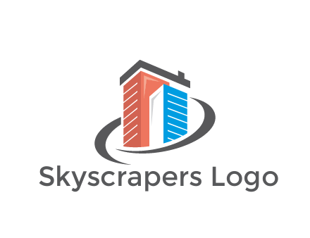 abstract skyscrapers with swoosh