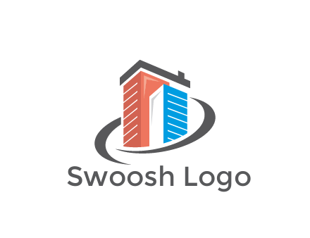 abstract skyscrapers with swoosh
