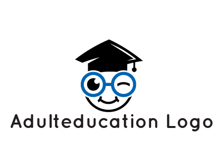 face with spectacles wearing graduating hat