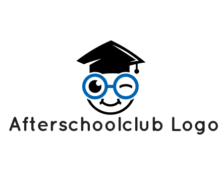 face with spectacles wearing graduating hat