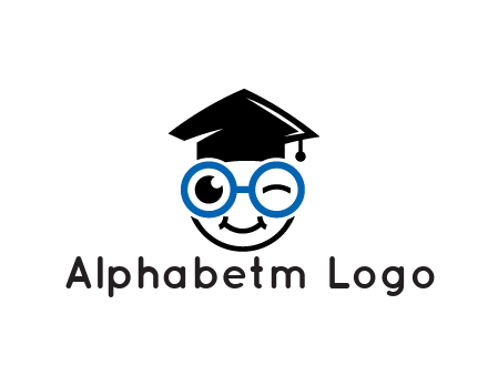 face with spectacles wearing graduating hat
