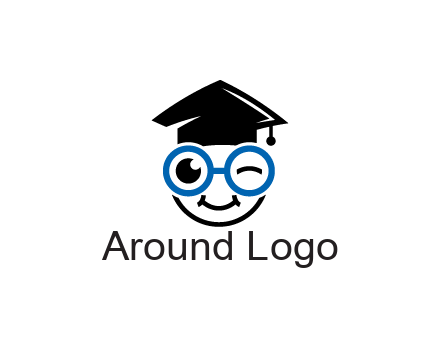 face with spectacles wearing graduating hat
